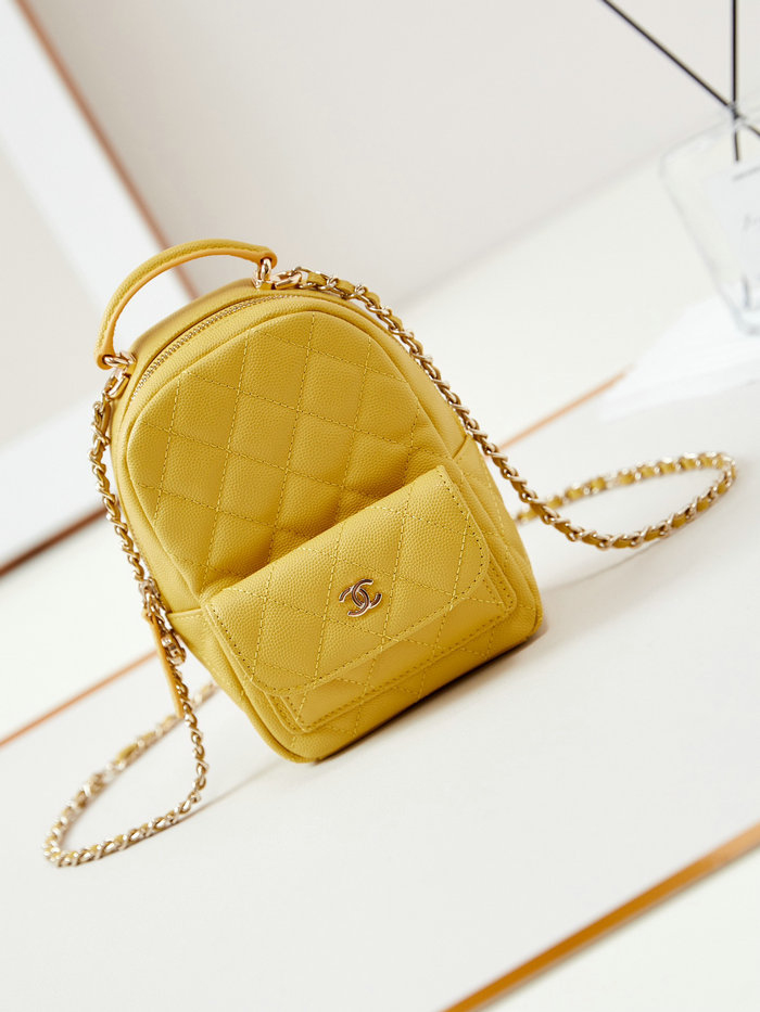 Chanel Grain Calfskin Mini Backpack AP3753 Yellow