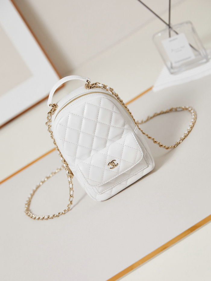 Chanel Lambskin Mini Backpack AP3753 White