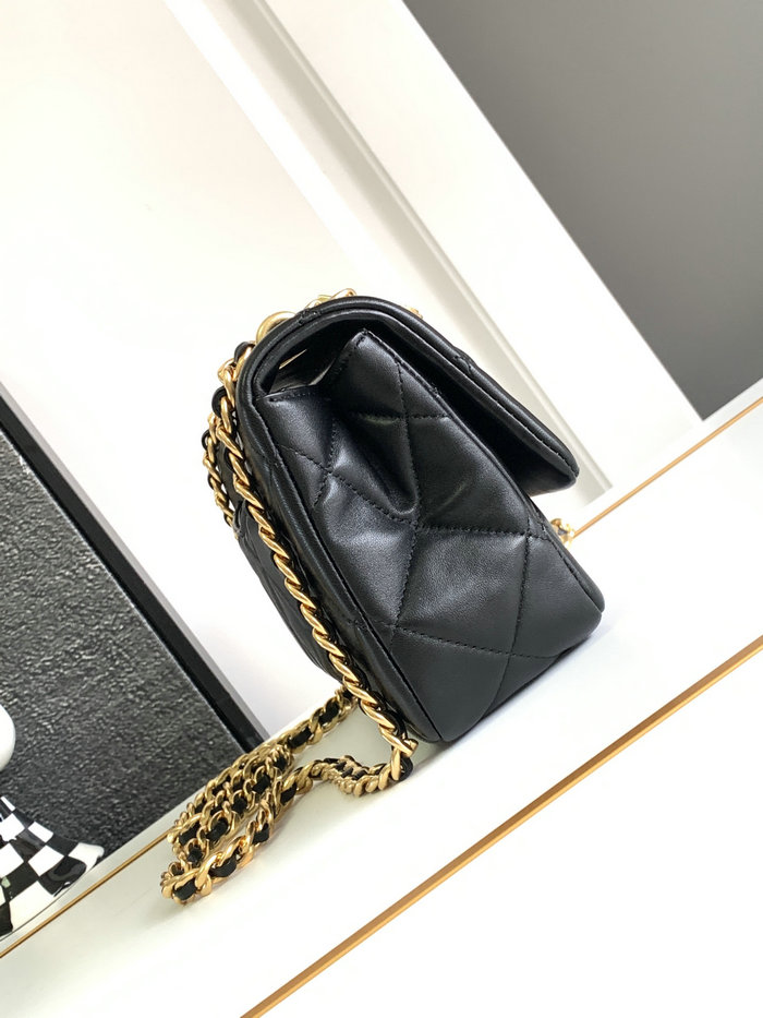 Chanel Logo Chain Handle Flap Bag Black AS4595