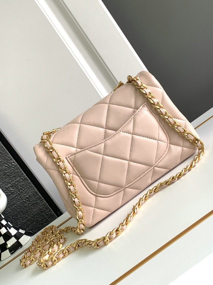 Chanel Logo Chain Handle Flap Bag Pink AS4595