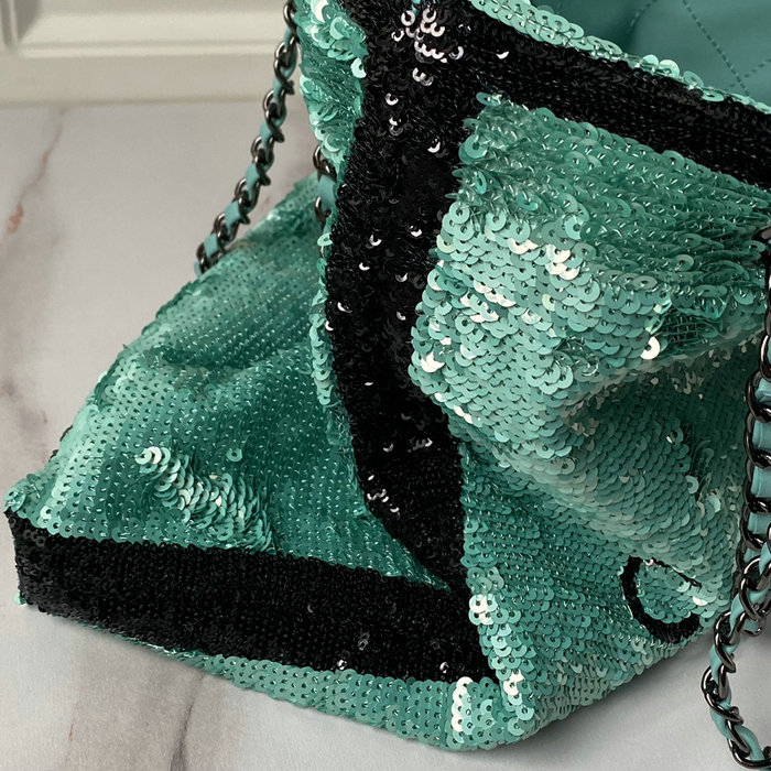 Chanel Sequins Shopping Bag Green AS4856