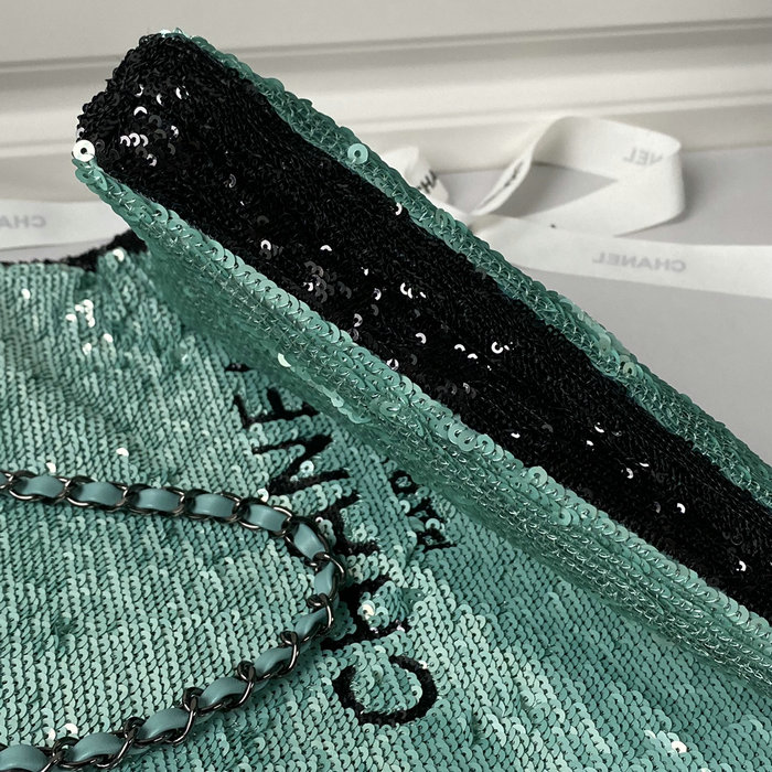 Chanel Sequins Shopping Bag Green AS4856