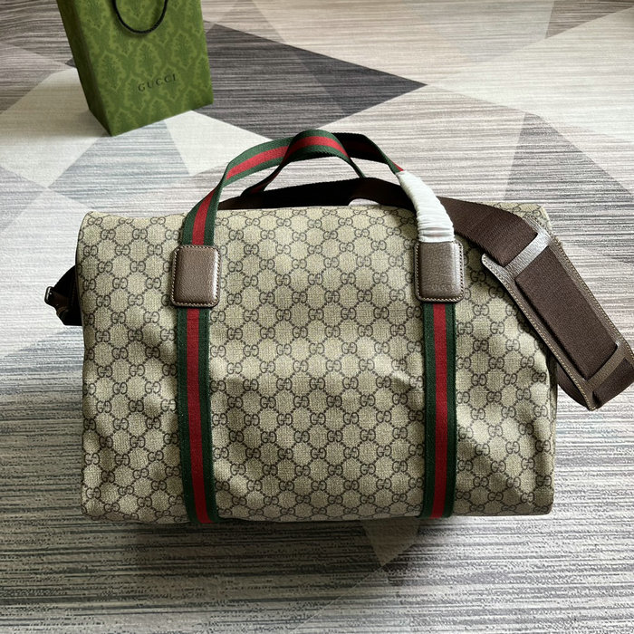 Gucci Medium Duffle Bag with Web Beige 758664