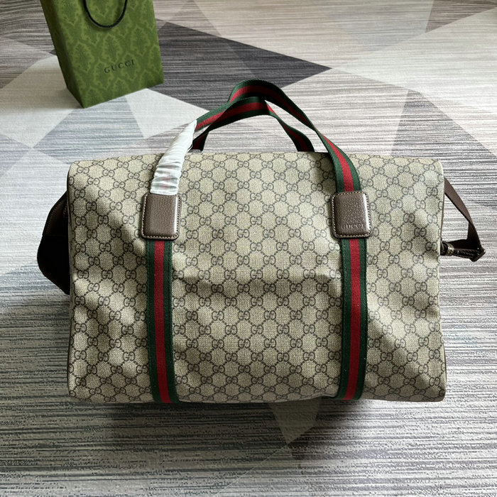 Gucci Medium Duffle Bag with Web Beige 758664