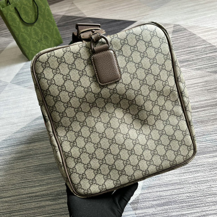 Gucci Medium Duffle Bag with Web Beige 758664