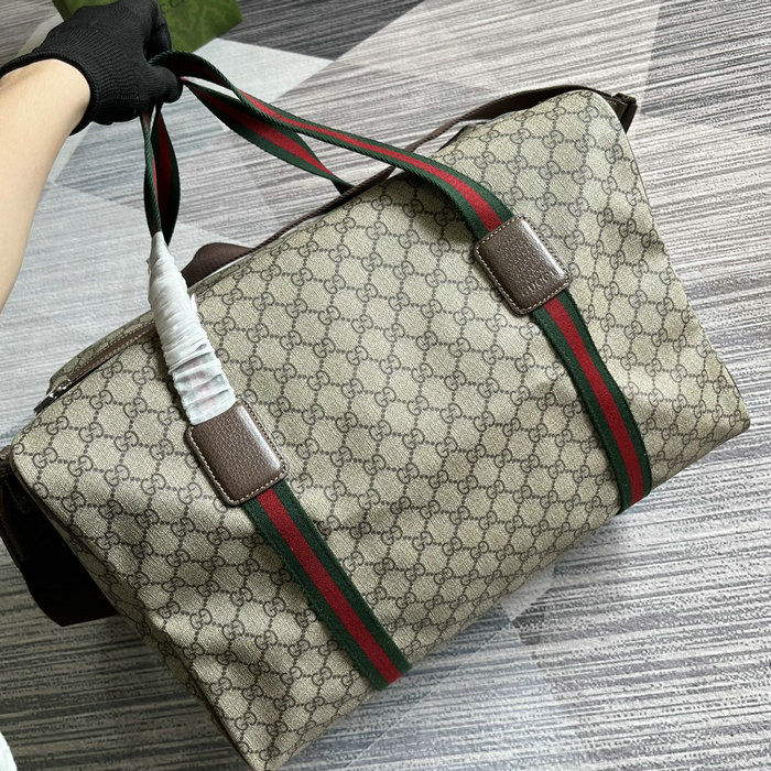 Gucci Medium Duffle Bag with Web Beige 758664