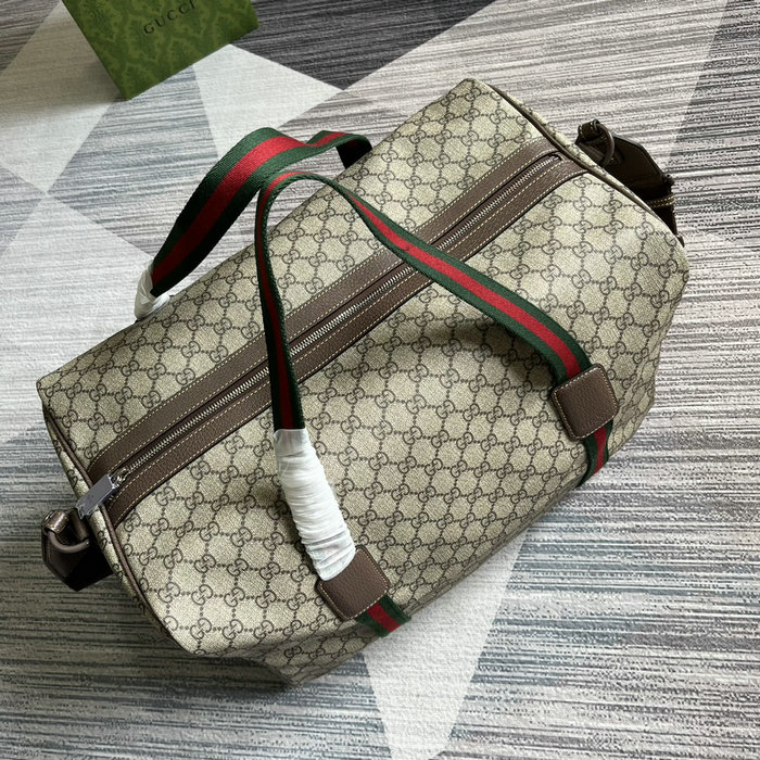 Gucci Medium Duffle Bag with Web Beige 758664