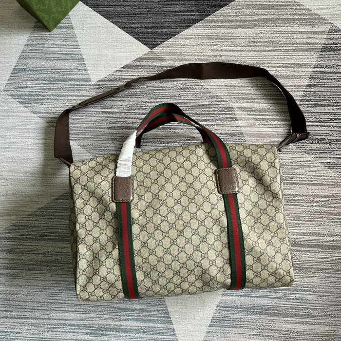 Gucci Medium Duffle Bag with Web Beige 758664