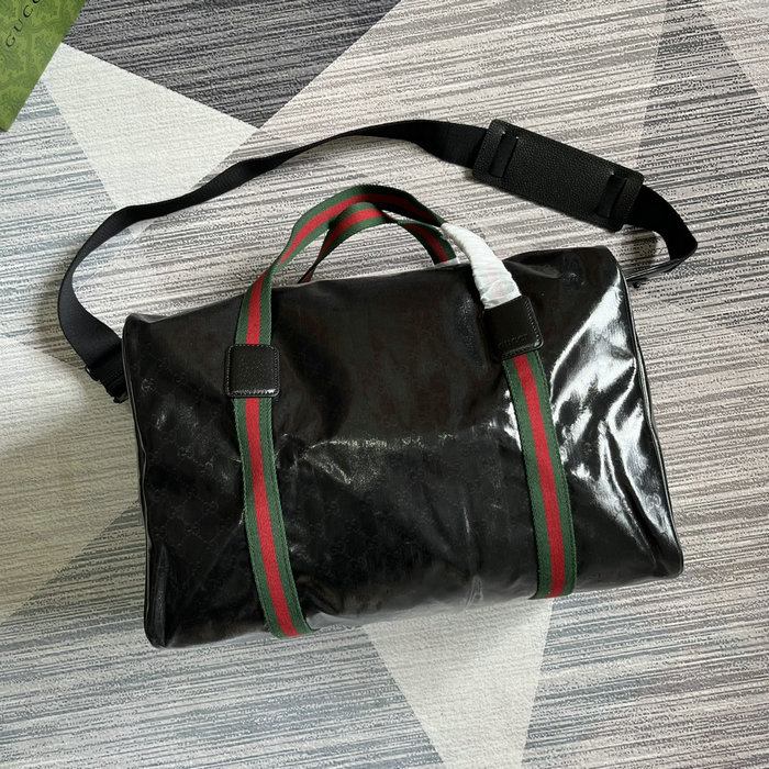 Gucci Medium Duffle Bag with Web Black 758664