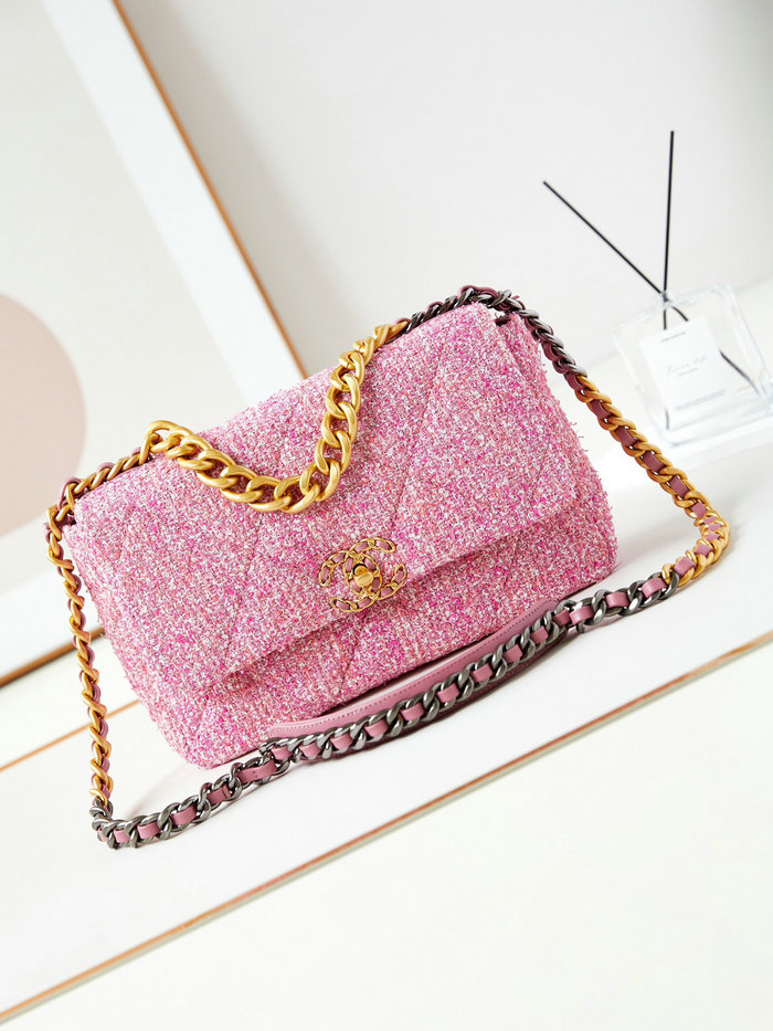 Large Chanel 19 Handbag Pink AS1161