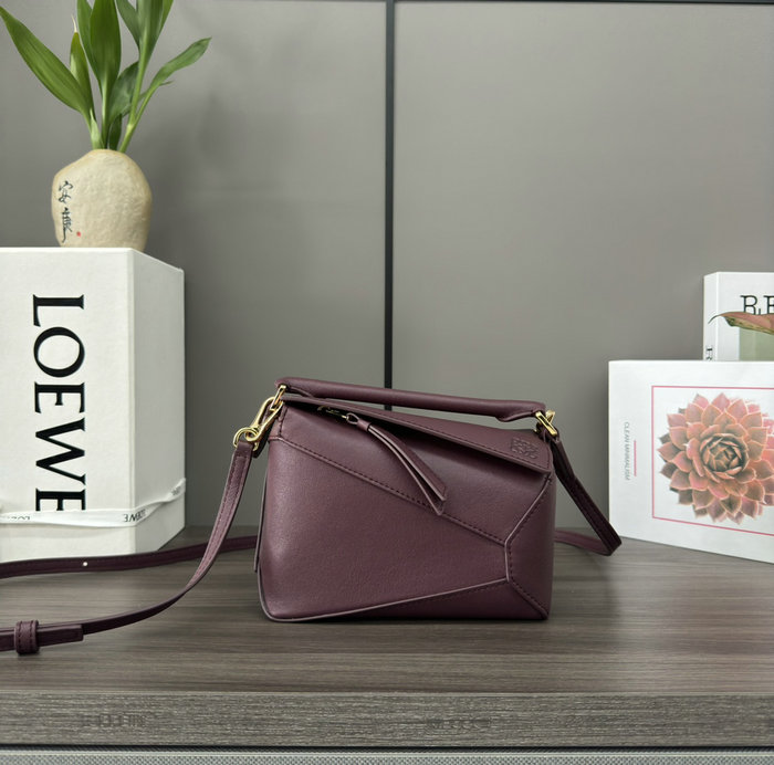 Loewe Classic Calfskin Mini Puzzle Bag L062312 Burgundy