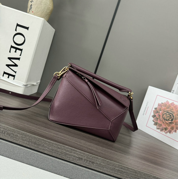 Loewe Classic Calfskin Mini Puzzle Bag L062312 Burgundy