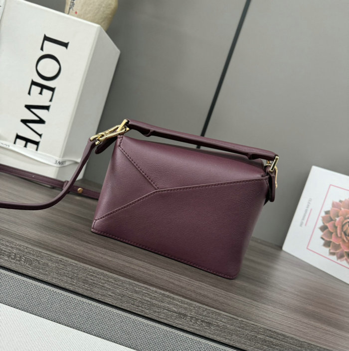 Loewe Classic Calfskin Mini Puzzle Bag L062312 Burgundy