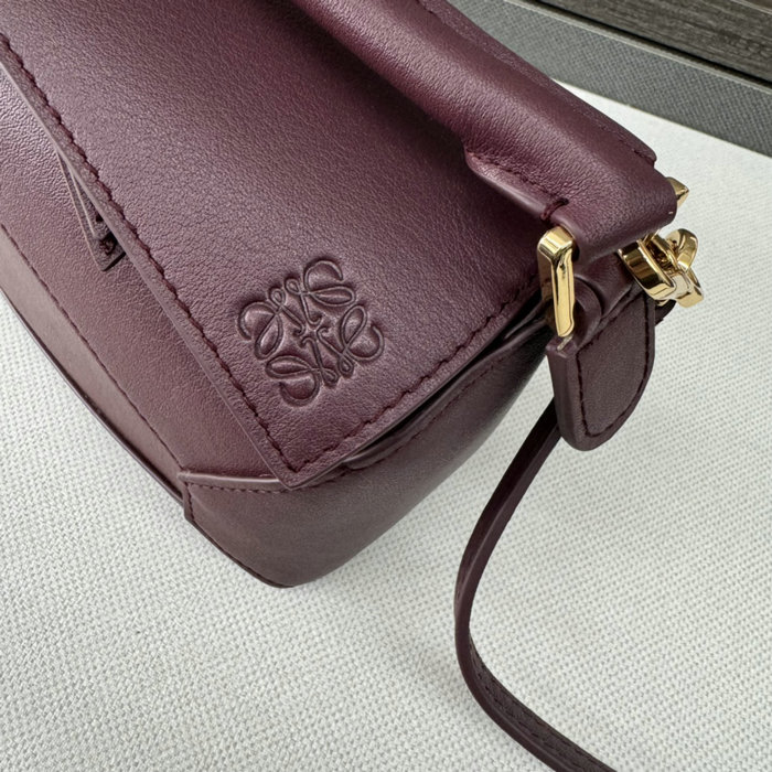 Loewe Classic Calfskin Mini Puzzle Bag L062312 Burgundy