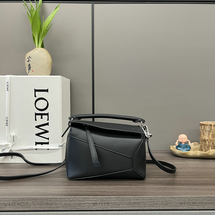 Loewe Satin Calfskin Mini Puzzle Bag Black L062212