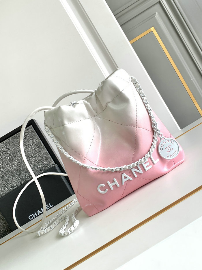 Mini Chanel 22 Handbag Pink and White AS3980