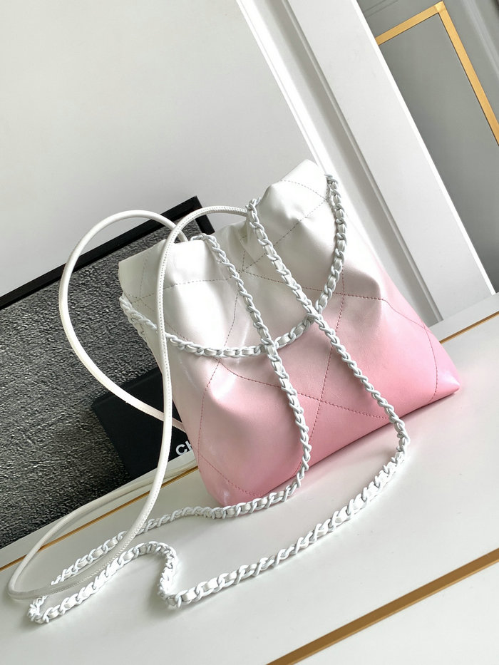 Mini Chanel 22 Handbag Pink and White AS3980