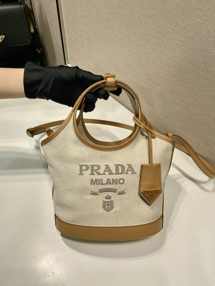 Prada Linen blend and leather mini-buckle bag 1BE074