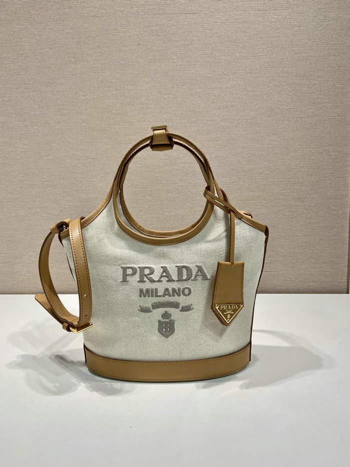 Prada Linen blend and leather mini-buckle bag 1BE074