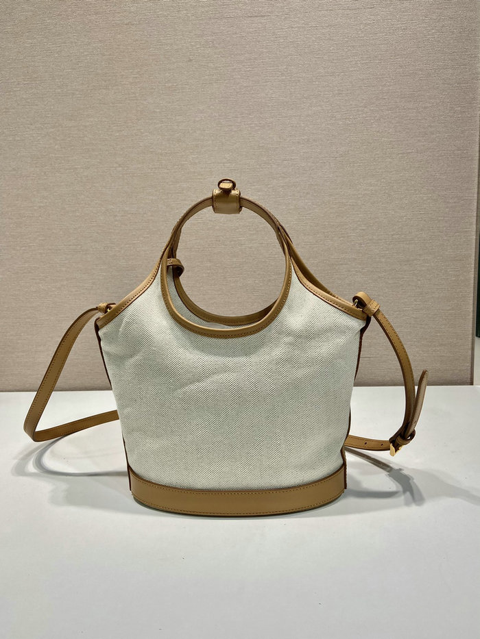 Prada Linen blend and leather mini-buckle bag 1BE074