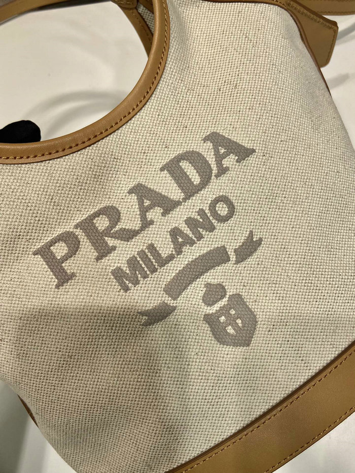 Prada Linen blend and leather mini-buckle bag 1BE074