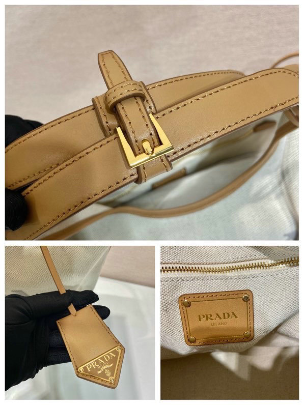 Prada Linen blend and leather mini-buckle bag 1BE074