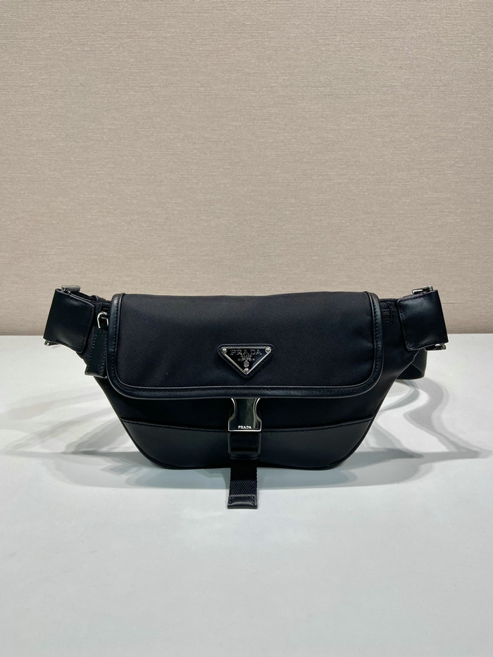 Prada Re-Nylon and leather shoulder bag Black 2VH176