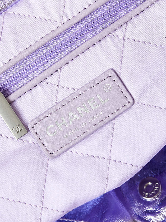 Small Chanel 22 Handbag AS3260 Metallic Purple