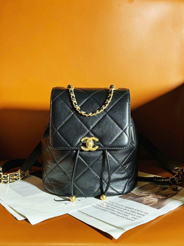 Chanel Lambskin Backpack Black AS4866