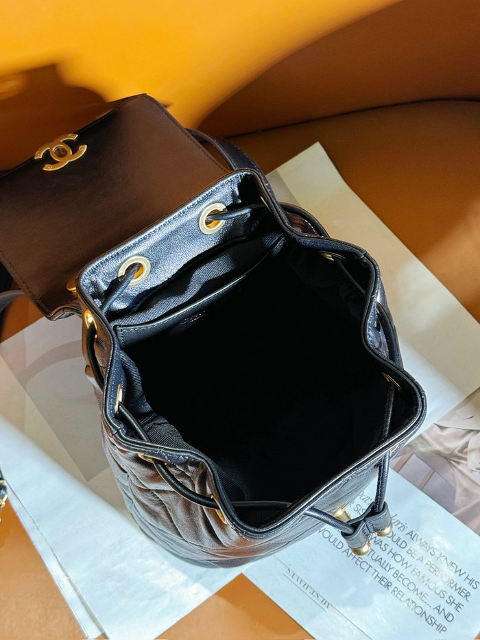 Chanel Lambskin Backpack Black AS4866