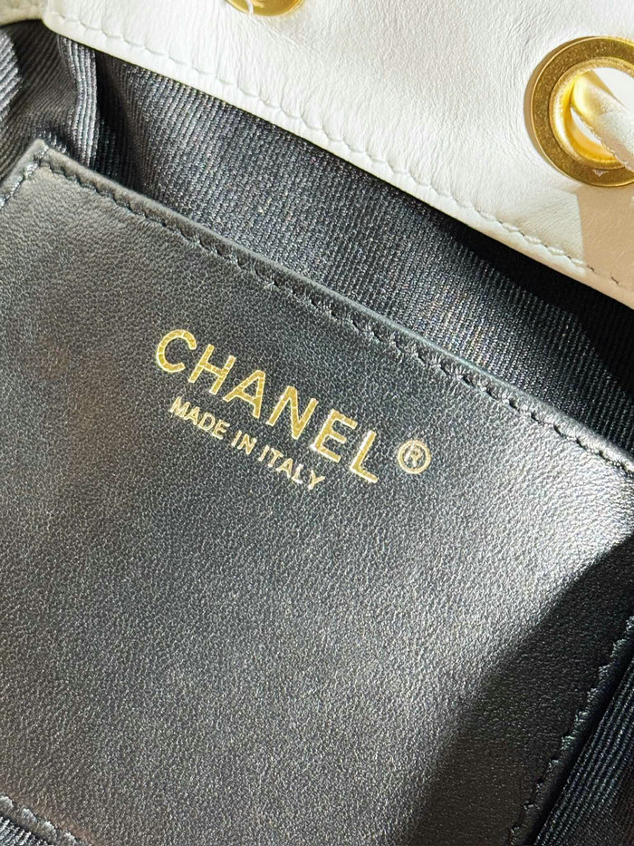 Chanel Lambskin Backpack White AS4866