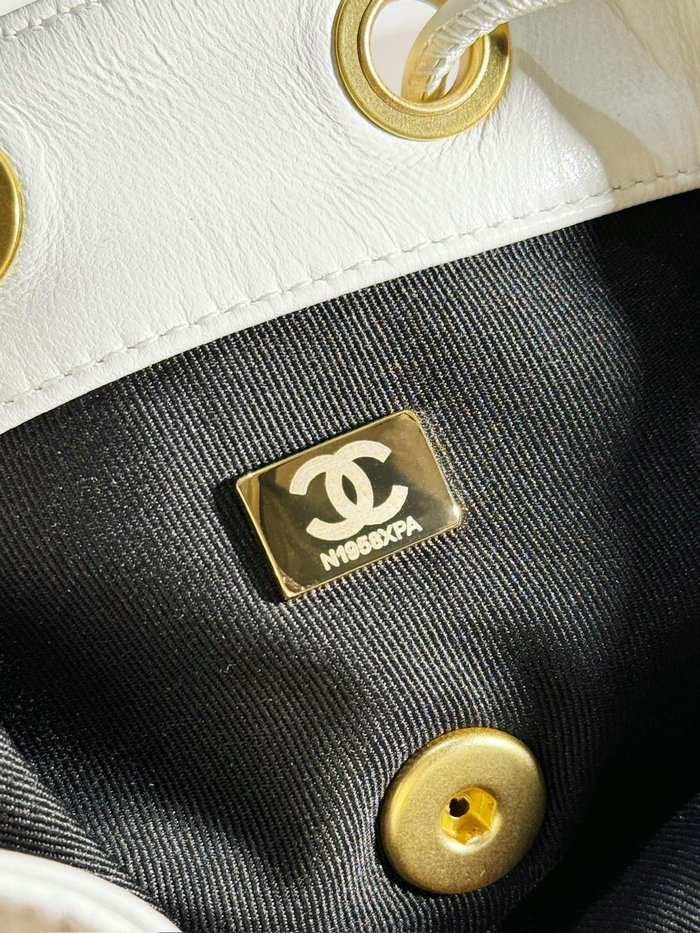 Chanel Lambskin Backpack White AS4866