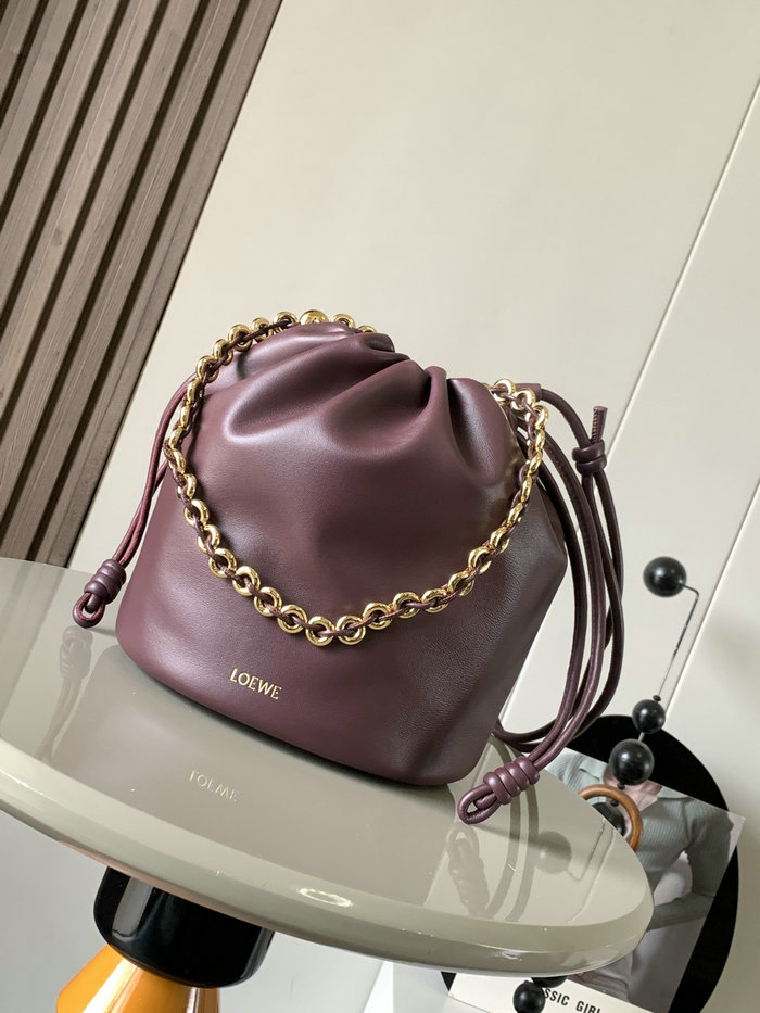 Loewe Flamenco Purse Bucket Bag Burgundy L9062