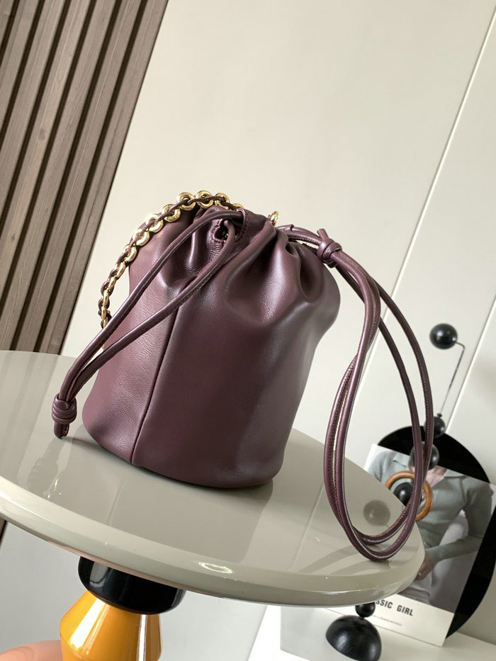 Loewe Flamenco Purse Bucket Bag Burgundy L9062