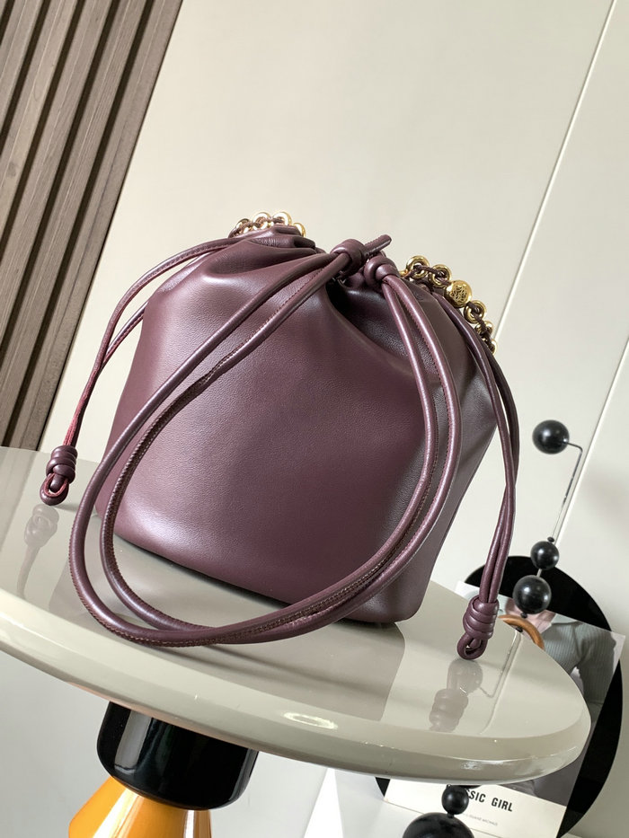 Loewe Flamenco Purse Bucket Bag Burgundy L9062