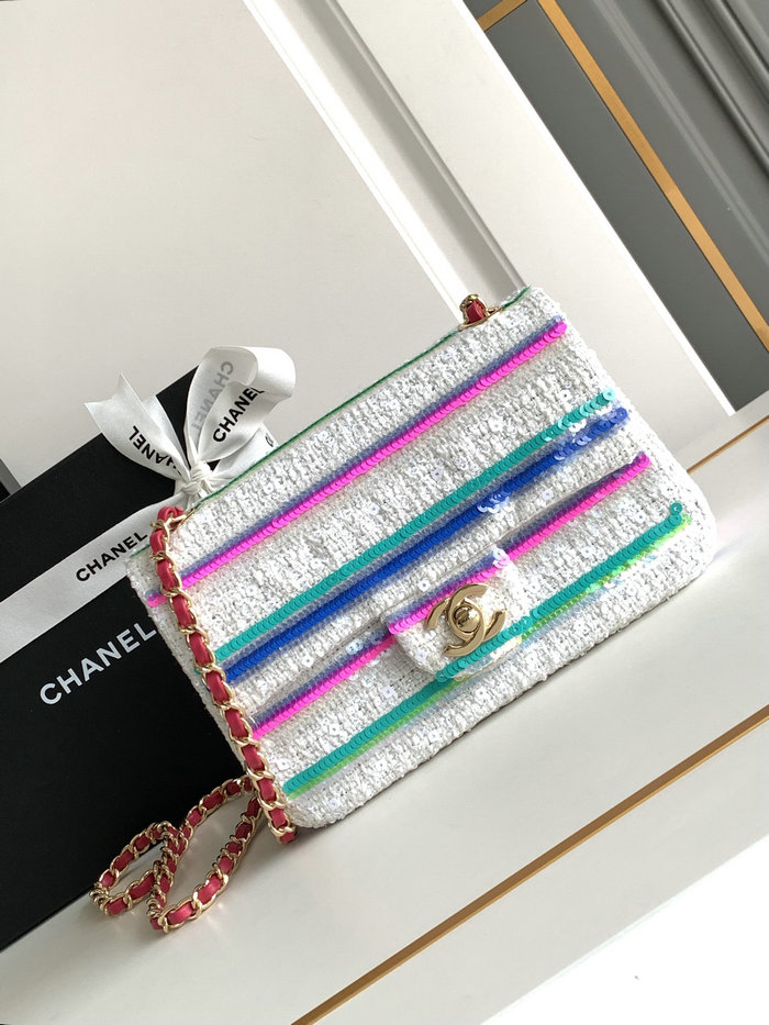 Mini Chanel Classic Handbag White A69900