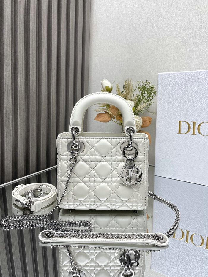 Mini Lady Dior Lambskin Bag White MD0505