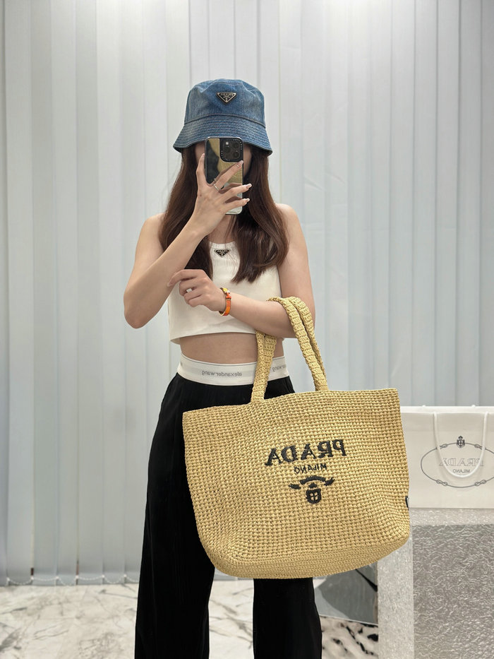 Prada Crochet Tote Bag 1BG392 Beige