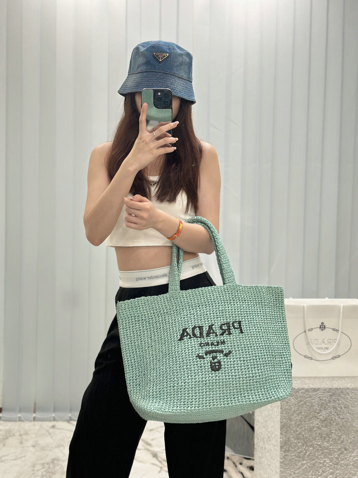 Prada Crochet Tote Bag 1BG392 Green