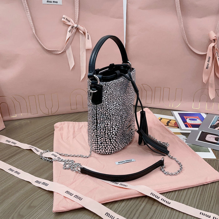 Miu Miu Bucket Bag with Crystals Black 5BE085