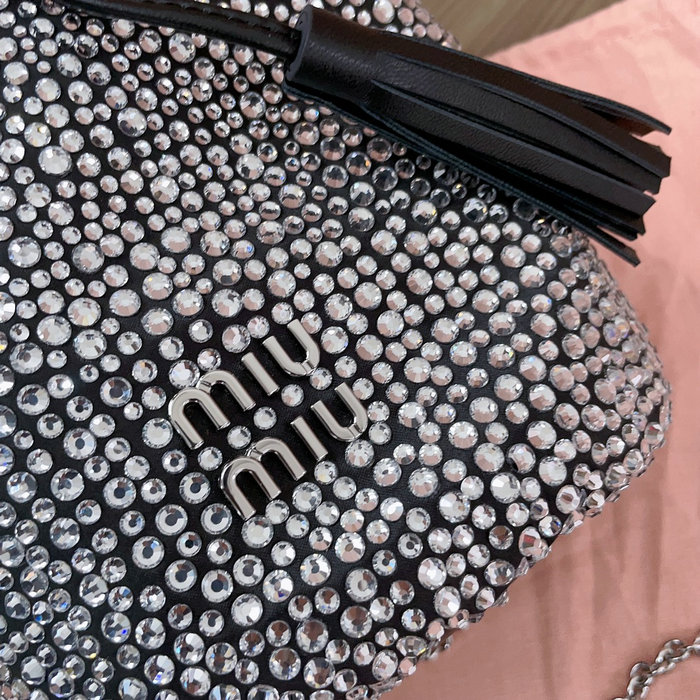 Miu Miu Bucket Bag with Crystals Black 5BE085