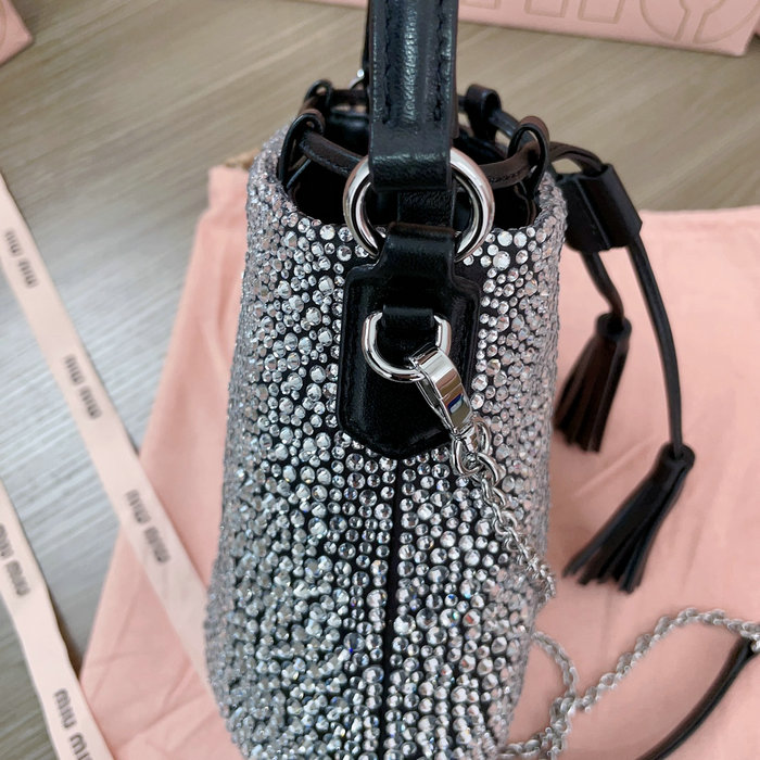 Miu Miu Bucket Bag with Crystals Black 5BE085