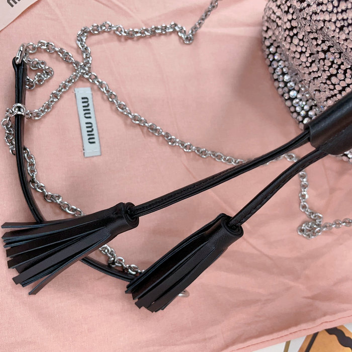 Miu Miu Bucket Bag with Crystals Black 5BE085