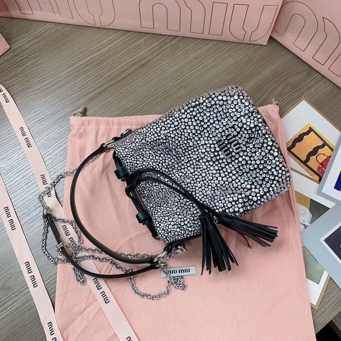 Miu Miu Bucket Bag with Crystals Black 5BE085