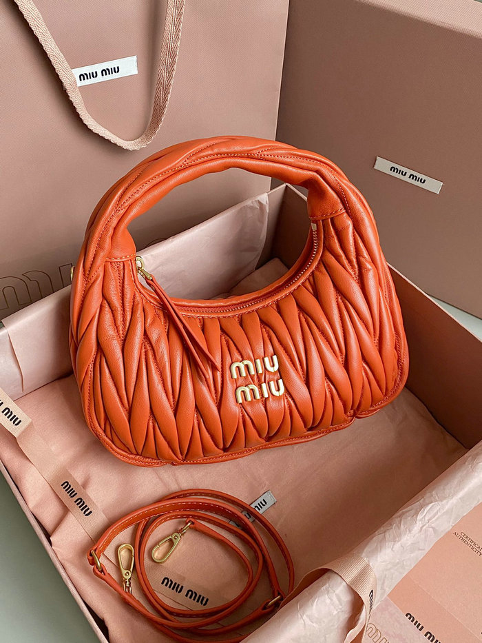 Miu Miu Wander Nappa Leather Hobo Bag Orange 5BC125