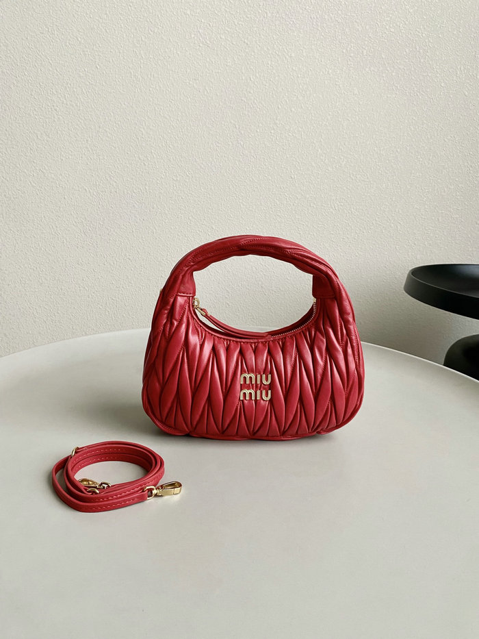 Miu Miu Wander Nappa Leather Hobo Bag Red 5BC125