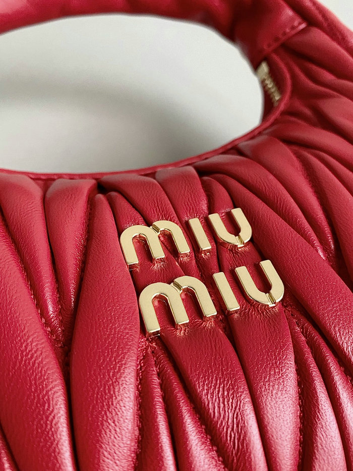 Miu Miu Wander Nappa Leather Hobo Bag Red 5BC125