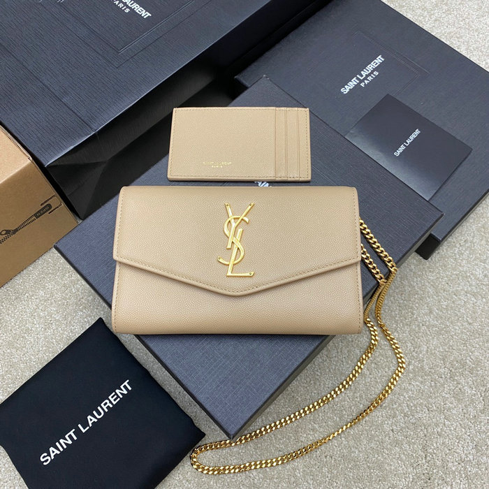 Saint Laurent Uptown Chain Wallet 607788 Beige