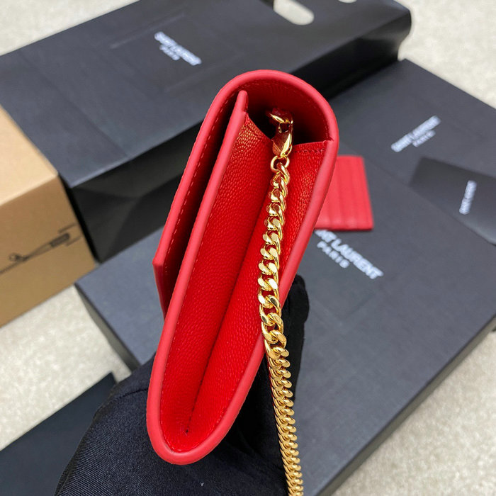 Saint Laurent Uptown Chain Wallet 607788 Red