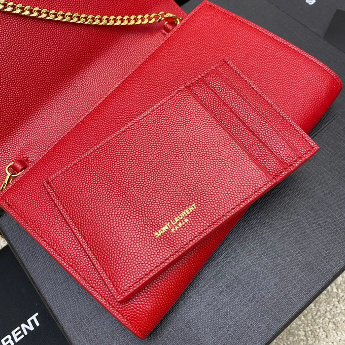 Saint Laurent Uptown Chain Wallet 607788 Red